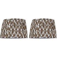 First Choice Lighting Set of 2 Burford - Ikat Faux Silk Abstract 30cm Pendant or Lampshades
