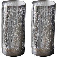 First Choice Lighting Set of 2 Morris - Chrome Woodland 26.5cm Touch Table Lamps in Silver