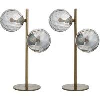 First Choice Lighting Set of 2 Becksley - Antique Brass 41cm Table Lamps with Globe Shades in Bronze