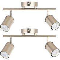 First Choice Lighting Set of 2 Larbert - Brushed Nickel 2 Way Adjustable Spotlight Fittings in Silver