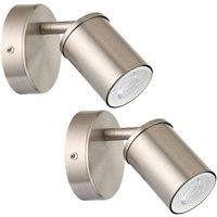 First Choice Lighting Set of 2 Larbert - Brushed Nickel Adjustable Wall or Ceiling Spotlight in Silver