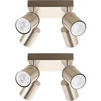 First Choice Lighting Set of 2 Larbert - Brushed Nickel 4 Way Adjustable Spotlight Fittings in Silver