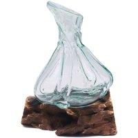 Serenityy Molten Glass Mini Decanter - Reclaimed Gamal Wood 24cm in Clear | Size: 24 cm