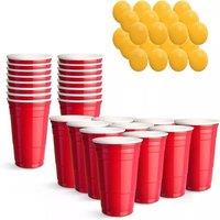 Keplin Cup Toss Game 36 Reusable Plastic Cups Balls Set Versatile & Durable in Red
