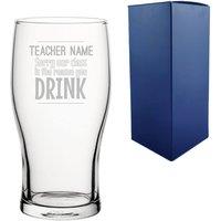 Uniqueful Personalised Sorry Our Class is Why You Drink Teacher Pint Glass in Clear | Size: 20oz (550ml)