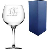 Uniqueful Personalised 50th Birthday Primeur Gin Glass Years Young Delicate Font in Clear | Size: 20oz (550ml)