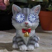 Marco Paul Solar Resin Solar Cat Garden Ornaments in Grey | Size: 15 cm