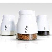 ATEK Set of 3 Kitchen Storage Canister - Glass Coffee Jars with Screw Lid Food Containers, Multipurpose Tea Sugar & Coffee Glass Jar in White