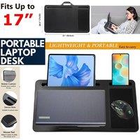 ATEK Lap Desk Computer Laptop Tray, Lightweight Portable Notebook phone Slot stand with comfortable wrist rest Lap Desk Table Stand in Black