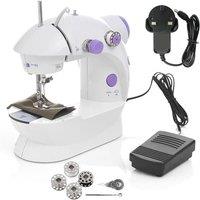 ATEK Small Sewing Machine for Beginner Portable handheld Mini Sow Swing Stitching Machine Lightweight Ample Space for Guiding Sewing in White