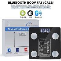 ATEK Scales for Body Weight & Fat Percentage Bluetooth Digital Weight Body Fat Scale Large Display for body Fat Composition Analyzer in Black