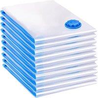 ATEK 10 Pack Vacuum Storage Bags 90 50cm Storage Space Saver Double-Zip Airtight Seal Space Saving Reusable Travel Clothes Bag in Clear