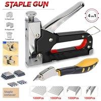 ATEK Industrial Stapler Heavy Duty with Remover, 4 in 1 Slim Stapler Gun for Upholstery Work with 4000 Staples Anti Slip Handle Force in Black