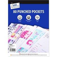 Just Stationery A4 Clear Plastic Punched Pockets (Pack Of 80) in White