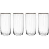 Mikasa Sorrento Ridged Crystal Highball Glasses Gift Boxed Set of 4, 510ml in Clear