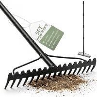 Pelle & Sol 5FT Metal Bow Rake with 17 Tines for Garden Maintenance in Black