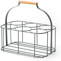 simpa 6 Bottle Metal Carrier Holder Caddy with Handle in Green