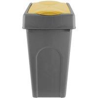 simpa 50L Grey Square Bin with Lift Top Cowl Lid in Yellow