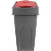 simpa 50L Grey Square Bin with Lift Top Cowl Lid in Red