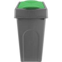 simpa 50L Grey Square Bin with Lift Top Cowl Lid in Green