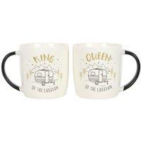 KDMD King & Queen Couples Caravan Mug Set in White