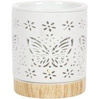 KDMD Matte Ceramic Butterfly Oil Burner in White