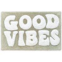 Mooky Mats Good Vibes Slogan Bath Mat in Green