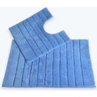Allure Bath Fashions Ribbed Two Piece Bath Mat & Toilet Mat Set in Blue