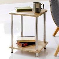 SPOT ON DEALZ Compact Oak Side Table with 2-Tier Storage in Light Oak