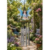 SPOT ON DEALZ Solar Powered Blue Fairy Wind Chime Garden Light Decoration
