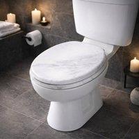 SPOT ON DEALZ 18" Marble Effect Toilet Seat White