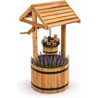 Oypla Wooden Wishing Well Planter Ornamental Plant Pot in Brown