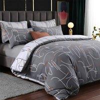 Pamposh Hypoallergenic Duvet Cover Set Reversible Bedding Sets in Grey | Size: Single