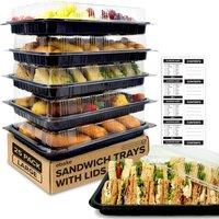 ebake Large Serving Platter Trays with Clear Lids for Buffets & Party Events in Black | Size: 5 Pack