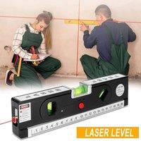 ATEK Multipurpose Laser Level with 8 Feet Measuring Tape, 3-in-1 Laser Spirit Level Tool for Picture Hanging Horizontal & Vertical Line in Black