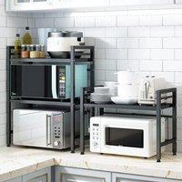 Hygrad Built to Survive 2 Tier Heavy Duty Extendable Adjustable Microwave Oven Stand Kitchen Organiser Tidy Oven Rack, 2-Tier Shelf & Organizer 3
