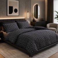 Pamposh Modern Duvet Cover Set Reversible Quilt Covers Bedding Sets in Black | Size: Double