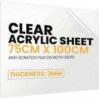 Novecrafto Clear Acrylic Sheet 3mm Thick - 75x100 cm Panel for DIY & Greenhouse