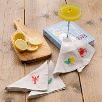 Selbrae House Assorted Coastal 4 Linen Cocktail Napkins in Beige