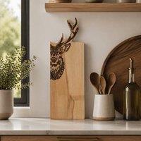 Selbrae House Stag Framed Beech Serving Board - Medium in Natural