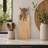 Selbrae House Highland Cow Framed Beech Serving Board - Medium in Natural
