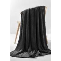 Pamposh Reversible Flannel Fleece Blanket Cozy Bed & Sofa Throw in Dark Grey | Size: Small