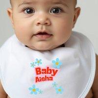 Aye Do Gifts Personalised Blue Daisy Name Baby Outfit - Bib in White