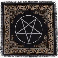 KDMD Esoteric Fringed Altar Cloth -Pentagon Design for Rituals & Meditation in Black