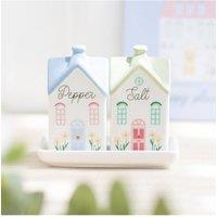 KDMD Pastel Townhouse Salt & Pepper Shakers - Quirky Floral Table Decor
