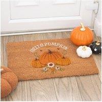 KDMD Hello Pumpkin Coir Doormat - Autumn Welcome for Indoor Use in Brown | Size: Medium