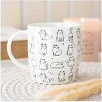 KDMD Happy Cat Mug - 500ml White Ceramic Cup for Feline Fans