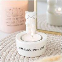 KDMD Warm Paws Cat Tealight Holder - Cozy Home Decor & Gift in White