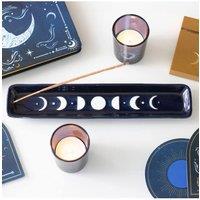 KDMD Blue Moon Phase Ceramic Incense Ash Catcher for Rituals & Relaxation