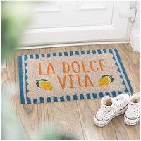 KDMD Blue La Dolce Vita Doormat - Bright Lemon Welcome for Porch | Size: Medium